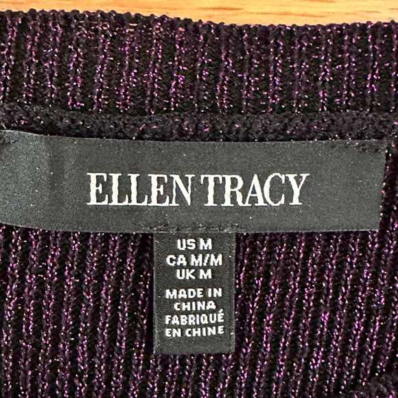 Ellen Tracy Sparkle Cardigan Sweater Purple Size Medium - Picture 2 of 12